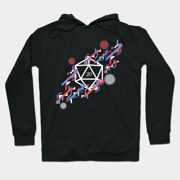 Colorful Polyhedral D20 Dice Abstract TRPG Tabletop RPG Gaming Addict Hoodie by dungeonarmory